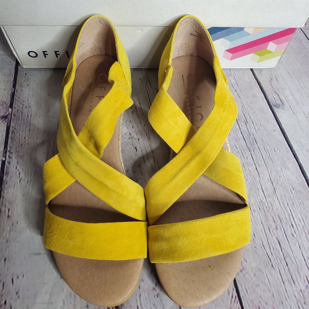Office Hallie Yellow Suede Flat Sandals
